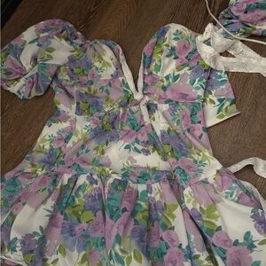 For Love Bell Purple Floral Mini Dress